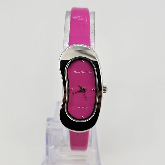Main Line Time Women's Watch 20MM Pink Dial Pink Leather Bands New Battery - Picture 1 of 14